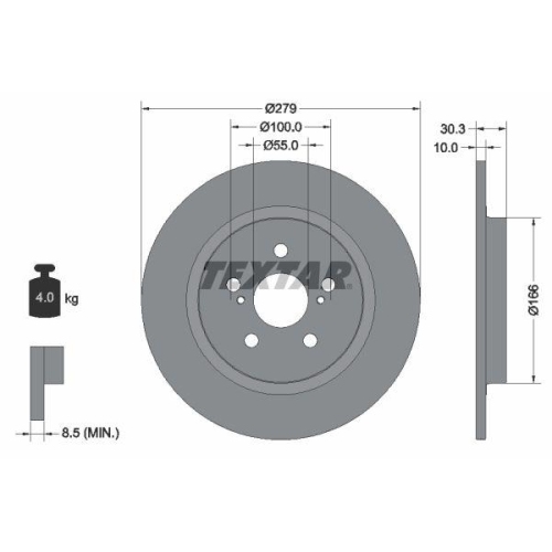 TEXTAR Bremsscheibe PRO 92228303