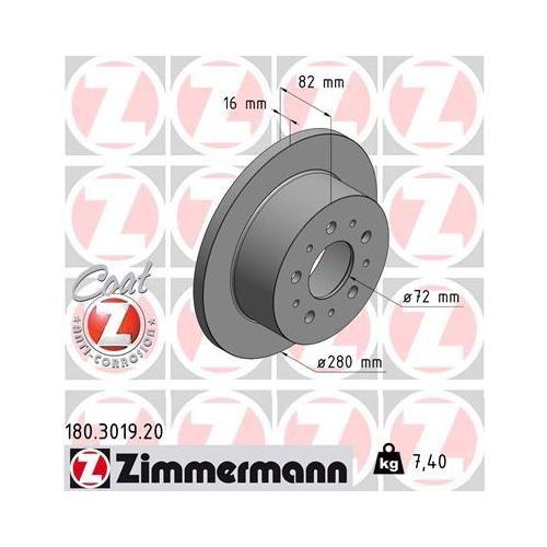 ZIMMERMANN Bremsscheibe COAT Z 180.3019.20