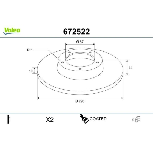 VALEO Bremsscheibe COATED 672522