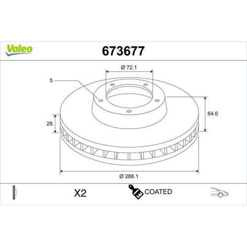 VALEO Bremsscheibe COATED 673677