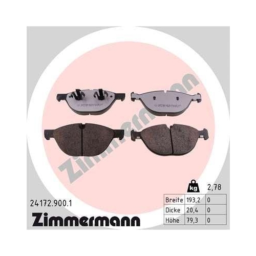 ZIMMERMANN Bremsbelagsatz, Scheibenbremse rd:z 24172.900.1