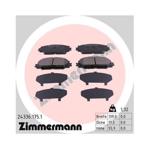 ZIMMERMANN Bremsbelagsatz, Scheibenbremse 24336.175.1
