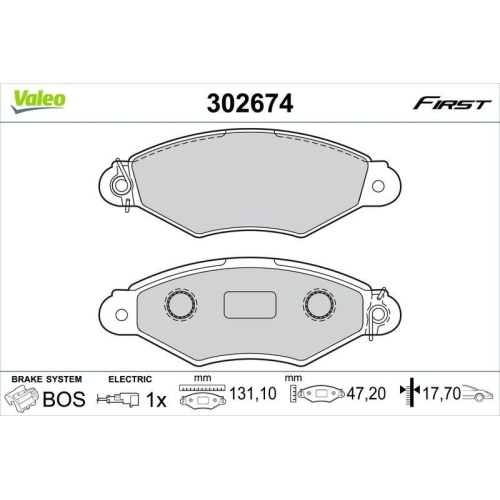 VALEO Bremsbelagsatz, Scheibenbremse FIRST 302674