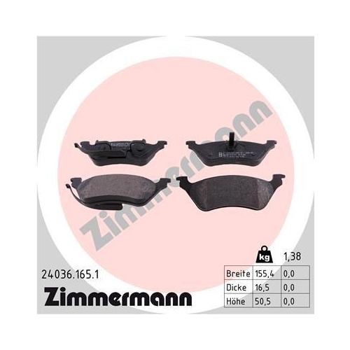 ZIMMERMANN Bremsbelagsatz, Scheibenbremse 24036.165.1