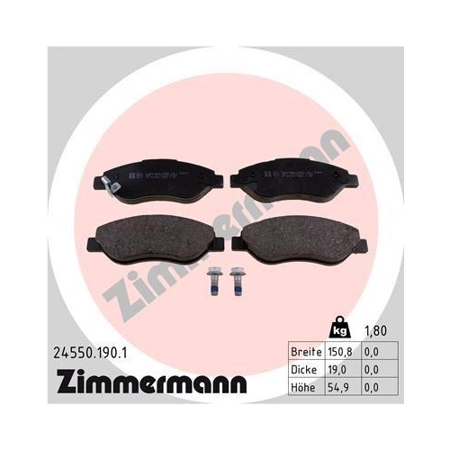ZIMMERMANN Bremsbelagsatz, Scheibenbremse 24550.190.1