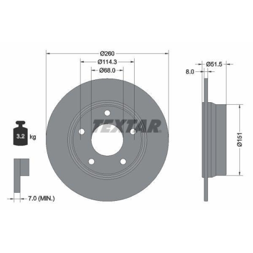 TEXTAR Bremsscheibe PRO 92335803