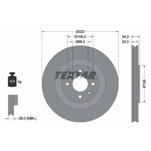TEXTAR Bremsscheibe PRO 92267103