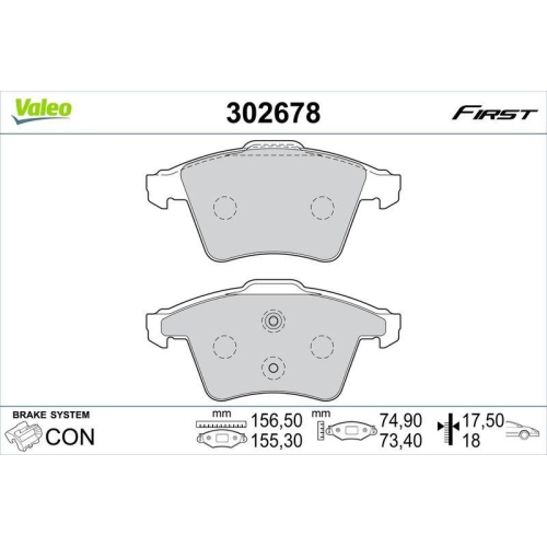 VALEO Bremsbelagsatz, Scheibenbremse FIRST 302678