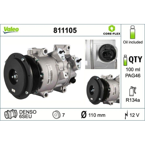 VALEO Kompressor, Klimaanlage VALEO CORE-FLEX 811105
