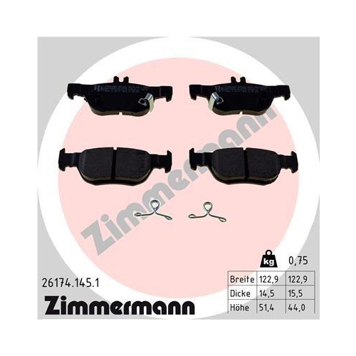 ZIMMERMANN Bremsbelagsatz, Scheibenbremse 26174.145.1