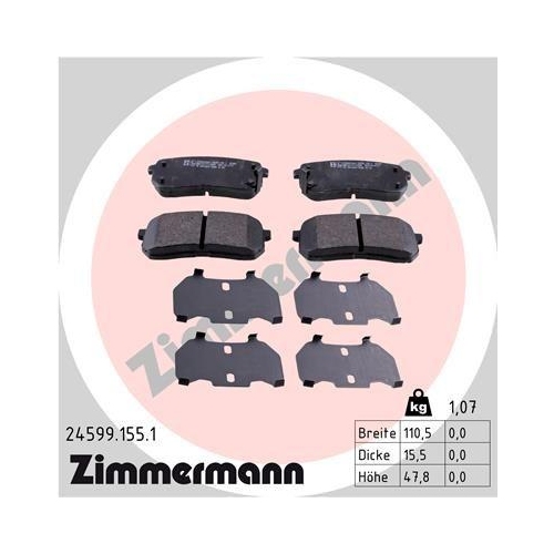 ZIMMERMANN Bremsbelagsatz, Scheibenbremse 24599.155.1