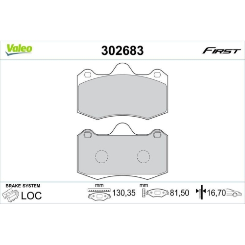 VALEO Bremsbelagsatz, Scheibenbremse FIRST 302683