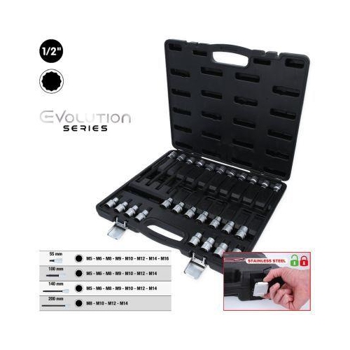 1/2 Zoll Bit-Stecknuss-Satz f&uuml;r Vielzahn (XZN)-Schrauben, 26-tlg KS TOOLS