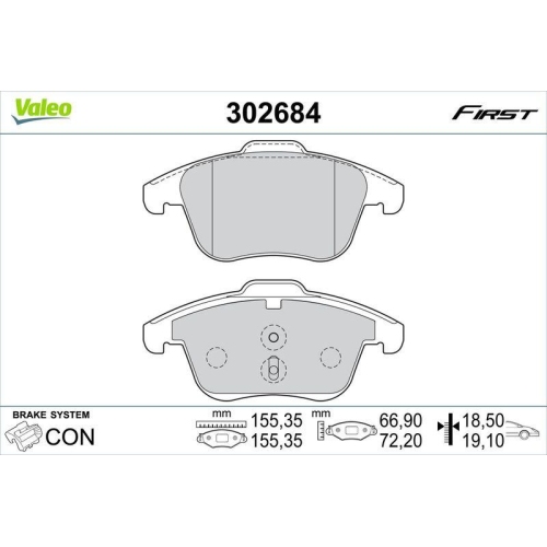 VALEO Bremsbelagsatz, Scheibenbremse FIRST 302684