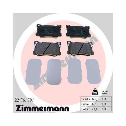 ZIMMERMANN Bremsbelagsatz, Scheibenbremse 22176.170.1