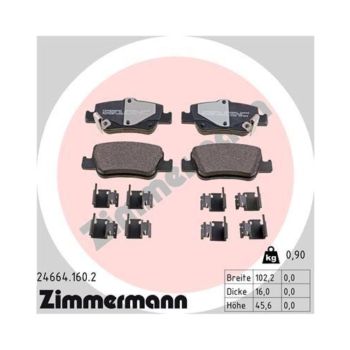 ZIMMERMANN Bremsbelagsatz, Scheibenbremse 24664.160.2