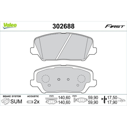 VALEO Bremsbelagsatz, Scheibenbremse FIRST 302688