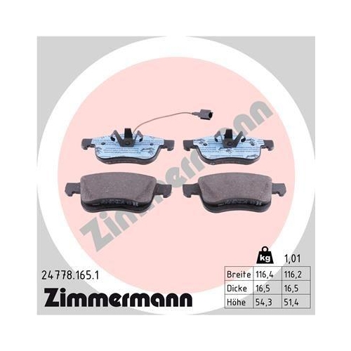 ZIMMERMANN Bremsbelagsatz, Scheibenbremse 24778.165.1
