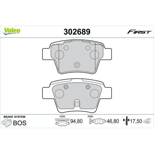 VALEO Bremsbelagsatz, Scheibenbremse FIRST 302689
