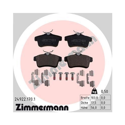 ZIMMERMANN Bremsbelagsatz, Scheibenbremse 24922.170.1