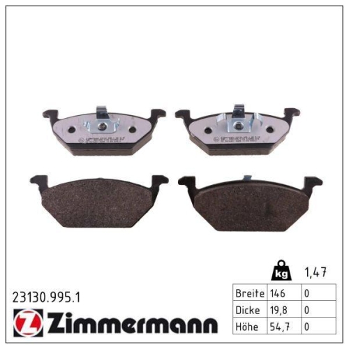 ZIMMERMANN Bremsbelagsatz, Scheibenbremse rd:z 23130.995.1