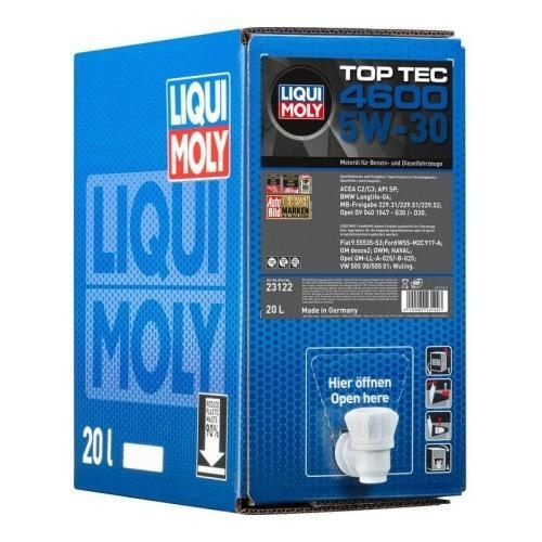 LIQUI MOLY Motoröl Top Tec 4600, 5W-30, 20-Liter Kanister Bag in Box 23122