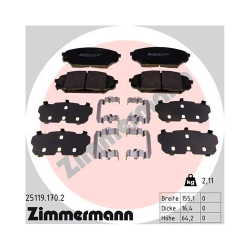 ZIMMERMANN Bremsbelagsatz, Scheibenbremse 25119.170.2
