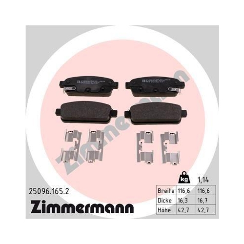 ZIMMERMANN Bremsbelagsatz, Scheibenbremse 25096.165.2