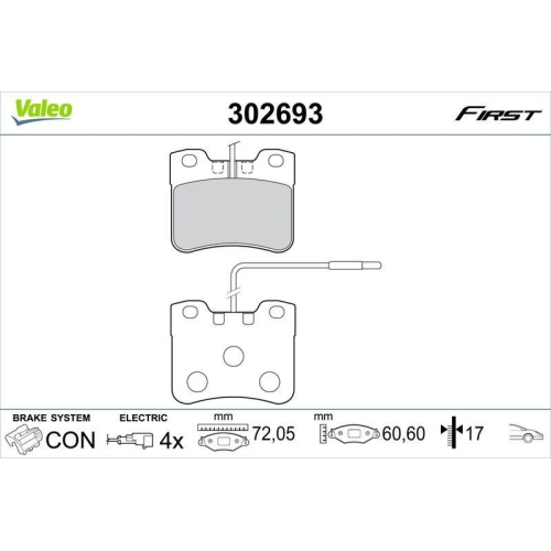 VALEO Bremsbelagsatz, Scheibenbremse FIRST 302693