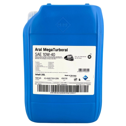 Aral Motor&ouml;l Motoren&ouml;l MegaTurboral 10W-40, 20L 20 Liter Kanister 15BC45