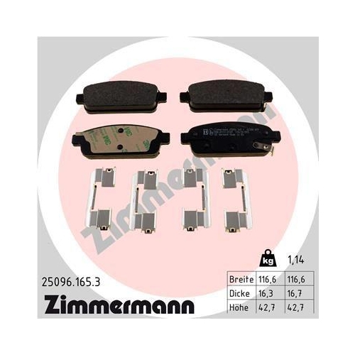 ZIMMERMANN Bremsbelagsatz, Scheibenbremse 25096.165.3