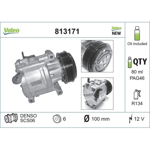 VALEO Kompressor, Klimaanlage VALEO CORE-FLEX 813171