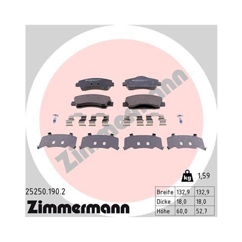 ZIMMERMANN Bremsbelagsatz, Scheibenbremse 25250.190.2