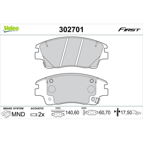 VALEO Bremsbelagsatz, Scheibenbremse FIRST 302701