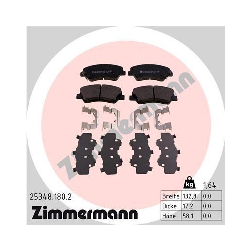 ZIMMERMANN Bremsbelagsatz, Scheibenbremse 25348.180.2