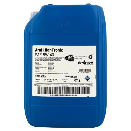 Aral Motor&ouml;l Motoren&ouml;l HighTronic 5W-40, 20L E4 - 20 Liter Kanister 1505B1
