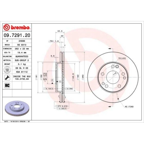 BREMBO Bremsscheibe PRIME LINE 09.7291.20