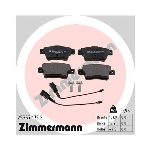 ZIMMERMANN Bremsbelagsatz, Scheibenbremse 25357.175.2