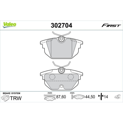 VALEO Bremsbelagsatz, Scheibenbremse FIRST 302704