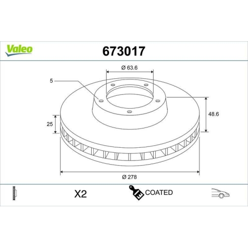 VALEO Bremsscheibe COATED 673017