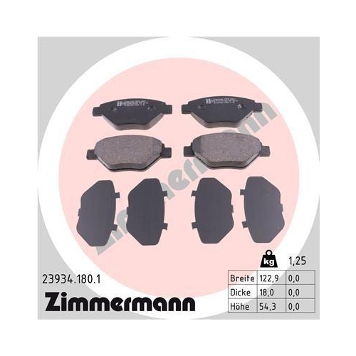 ZIMMERMANN Bremsbelagsatz, Scheibenbremse 23934.180.1