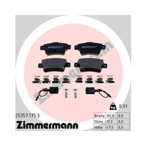 ZIMMERMANN Bremsbelagsatz, Scheibenbremse 25357.175.3