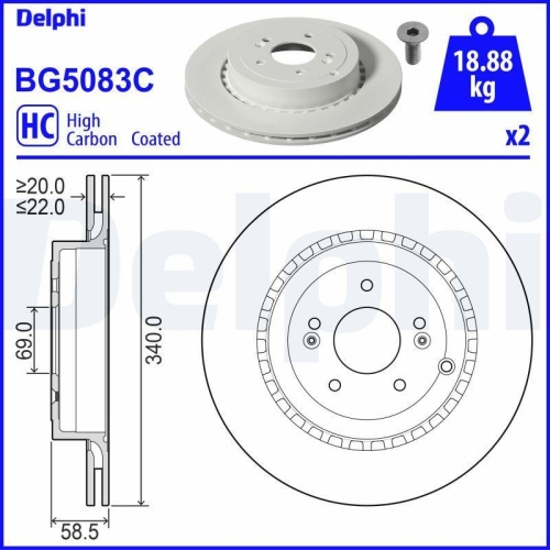 DELPHI Bremsscheibe BG5083C