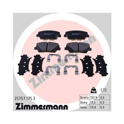 ZIMMERMANN Bremsbelagsatz, Scheibenbremse 25757.175.3