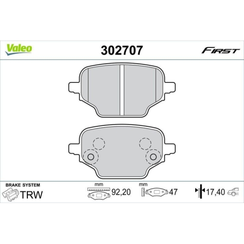 VALEO Bremsbelagsatz, Scheibenbremse FIRST 302707