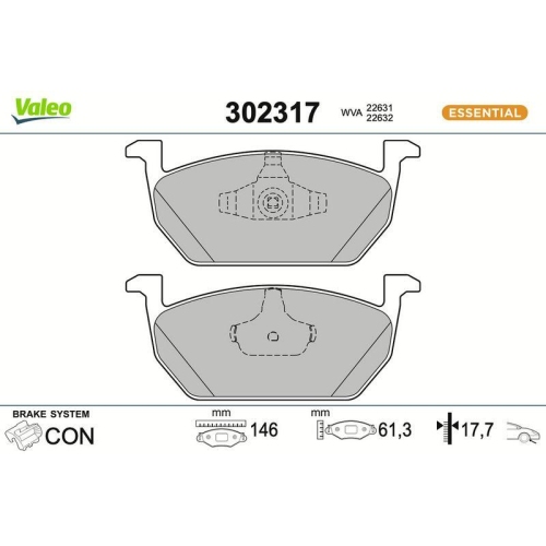 VALEO Bremsbelagsatz, Scheibenbremse ESSENTIAL 302317