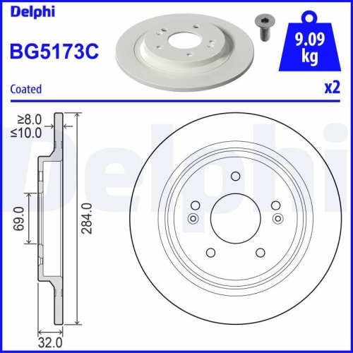 DELPHI Bremsscheibe BG5173C