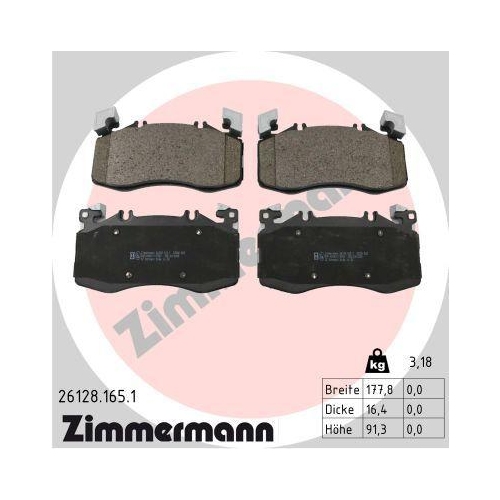 ZIMMERMANN Bremsbelagsatz, Scheibenbremse 26128.165.1