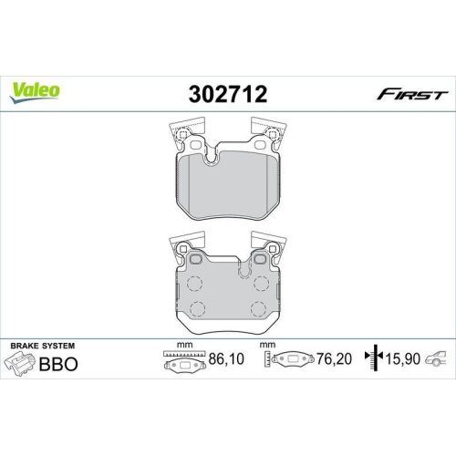 VALEO Bremsbelagsatz, Scheibenbremse FIRST 302712