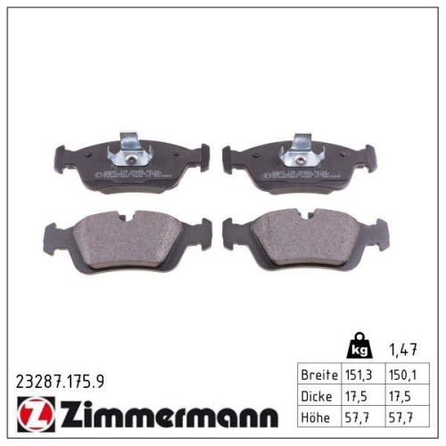 ZIMMERMANN Bremsbelagsatz, Scheibenbremse pb:z 23287.175.9